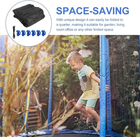 حاويات الترامبولين، شبكة أمان بديلة بطول 8 أقدام للترامبولين ذات الإطار الدائري، شبكة ترامبولين قابلة للتنفس ومقاومة للطقس مع أشرطة قابلة للتعديل (أسود) in Kuwait