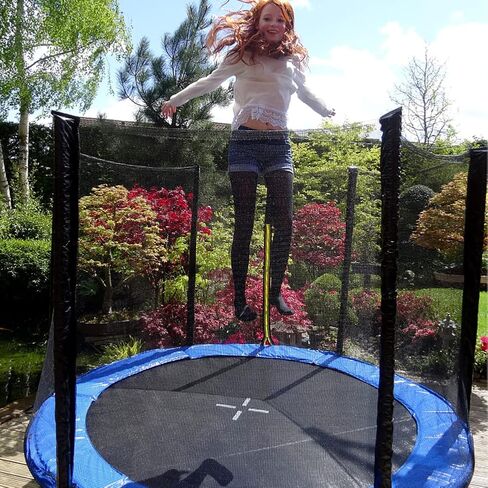 حاويات الترامبولين، شبكة أمان بديلة بطول 8 أقدام للترامبولين ذات الإطار الدائري، شبكة ترامبولين قابلة للتنفس ومقاومة للطقس مع أشرطة قابلة للتعديل (أسود) in Kuwait