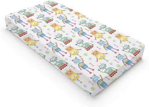 Cartoon Robots Changing Pad Covers Cute Robots Baby Diaper Changing Table Cover for Boys Girls Robots Nursery Decor Ultra Soft Breathable Stretch Changing Table Sheets Mats 32''x16'' in Saudi Arabia