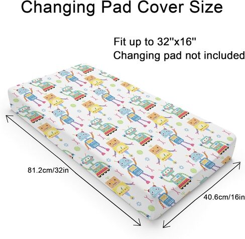 Cartoon Robots Changing Pad Covers Cute Robots Baby Diaper Changing Table Cover for Boys Girls Robots Nursery Decor Ultra Soft Breathable Stretch Changing Table Sheets Mats 32''x16'' in Saudi Arabia