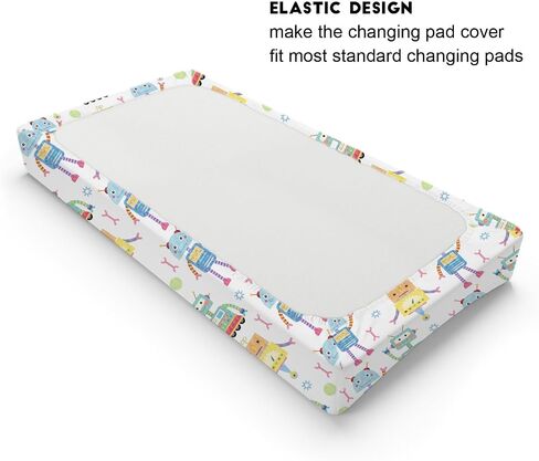 Cartoon Robots Changing Pad Covers Cute Robots Baby Diaper Changing Table Cover for Boys Girls Robots Nursery Decor Ultra Soft Breathable Stretch Changing Table Sheets Mats 32''x16'' in Saudi Arabia