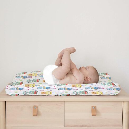 Cartoon Robots Changing Pad Covers Cute Robots Baby Diaper Changing Table Cover for Boys Girls Robots Nursery Decor Ultra Soft Breathable Stretch Changing Table Sheets Mats 32''x16'' in Saudi Arabia