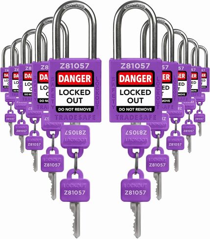 مجموعات قفل Tagout من TRADESAFE، 10 أقفال أمان ذات مفاتيح حمراء على حد سواء، مفتاحين لكل قفل، أقفال Loto متوافقة مع OSHA، لمحطات قفل العلامات - درجة ممتازة in Saudi Arabia