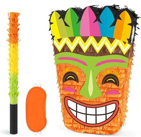 WERNNSAI Tiki Piñata -Tropical Hawaii Piñata with Blindfold and Bat for Girls Boys Kids Piñata Hawaiian Luau Themed Party Decorations for Summer Birthday Party Supplies Carnivals Festivals Celebration in Saudi Arabia