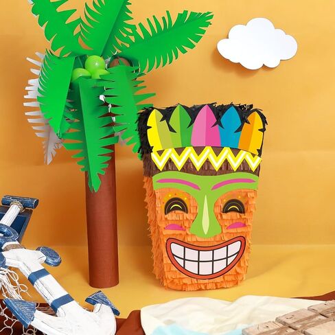 WERNNSAI Tiki Piñata -Tropical Hawaii Piñata with Blindfold and Bat for Girls Boys Kids Piñata Hawaiian Luau Themed Party Decorations for Summer Birthday Party Supplies Carnivals Festivals Celebration in Saudi Arabia
