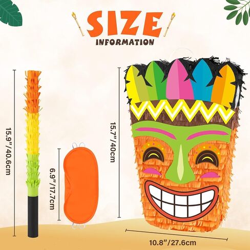 WERNNSAI Tiki Piñata -Tropical Hawaii Piñata with Blindfold and Bat for Girls Boys Kids Piñata Hawaiian Luau Themed Party Decorations for Summer Birthday Party Supplies Carnivals Festivals Celebration in Saudi Arabia