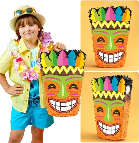 WERNNSAI Tiki Piñata -Tropical Hawaii Piñata with Blindfold and Bat for Girls Boys Kids Piñata Hawaiian Luau Themed Party Decorations for Summer Birthday Party Supplies Carnivals Festivals Celebration in Saudi Arabia