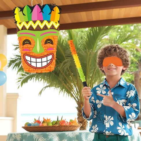 WERNNSAI Tiki Piñata -Tropical Hawaii Piñata with Blindfold and Bat for Girls Boys Kids Piñata Hawaiian Luau Themed Party Decorations for Summer Birthday Party Supplies Carnivals Festivals Celebration in Saudi Arabia