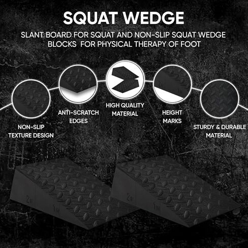 Squat Wedge Block for Heel Elevated Squat 2 Pcs Set, Improve Mobility Balance and Strength Performance Weightlifting Calf Stretcher Slant Board for Squat in Kuwait