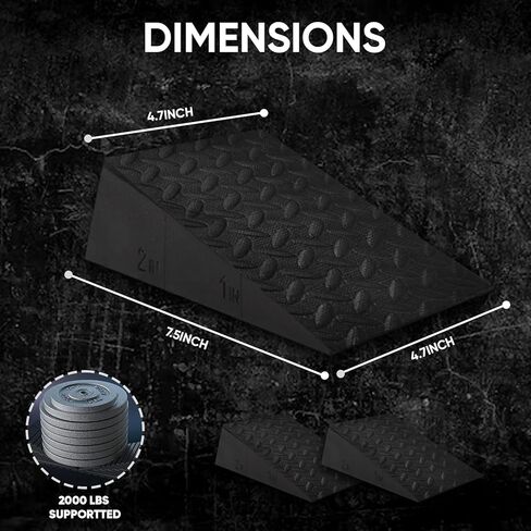 Squat Wedge Block for Heel Elevated Squat 2 Pcs Set, Improve Mobility Balance and Strength Performance Weightlifting Calf Stretcher Slant Board for Squat in Kuwait