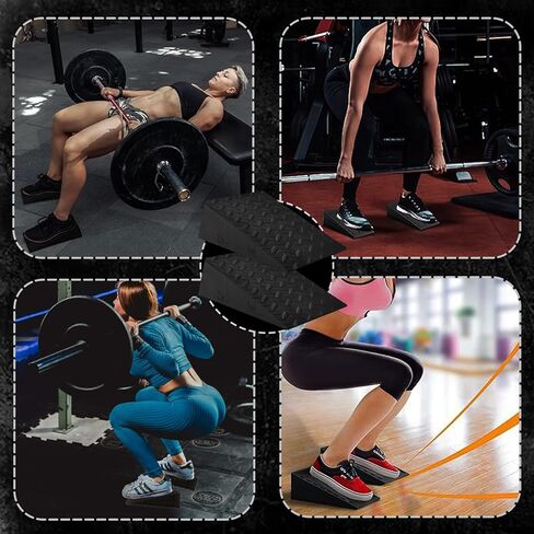Squat Wedge Block for Heel Elevated Squat 2 Pcs Set, Improve Mobility Balance and Strength Performance Weightlifting Calf Stretcher Slant Board for Squat in Kuwait