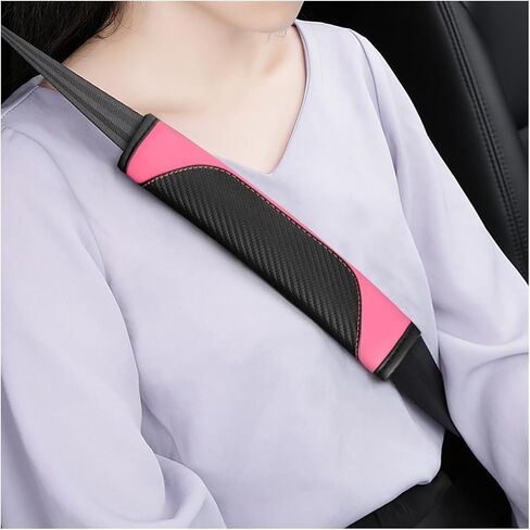 BESULEN Car Seat Belt Cover, 2 Pack Carbon Fiber Leather Seatbelt Shoulder Pad, Auto Safety Seat Belt Cushion Protector Compatible with All Cars and Backpack Strap (Beige) in Saudi Arabia