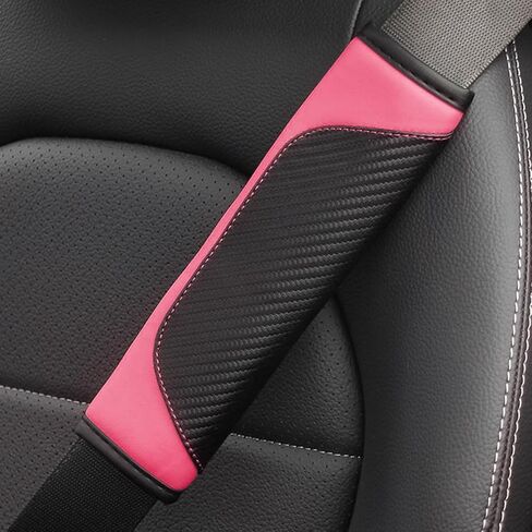 BESULEN Car Seat Belt Cover, 2 Pack Carbon Fiber Leather Seatbelt Shoulder Pad, Auto Safety Seat Belt Cushion Protector Compatible with All Cars and Backpack Strap (Beige) in Saudi Arabia