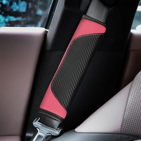 BESULEN Car Seat Belt Cover, 2 Pack Carbon Fiber Leather Seatbelt Shoulder Pad, Auto Safety Seat Belt Cushion Protector Compatible with All Cars and Backpack Strap (Beige) in Saudi Arabia