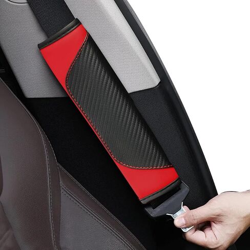 2PCS Car Seat Belt Cover,Seat Belt Pads Leather Seat Belt Covers,Carbon Fiber Safety Seatbelt Shoulder Strap Covers,Soft Car Seat Belt Strap Cushion Protect Your (Black1) in Saudi Arabia