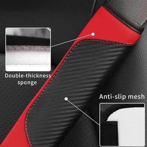 2PCS Car Seat Belt Cover,Seat Belt Pads Leather Seat Belt Covers,Carbon Fiber Safety Seatbelt Shoulder Strap Covers,Soft Car Seat Belt Strap Cushion Protect Your (Black1) in Saudi Arabia