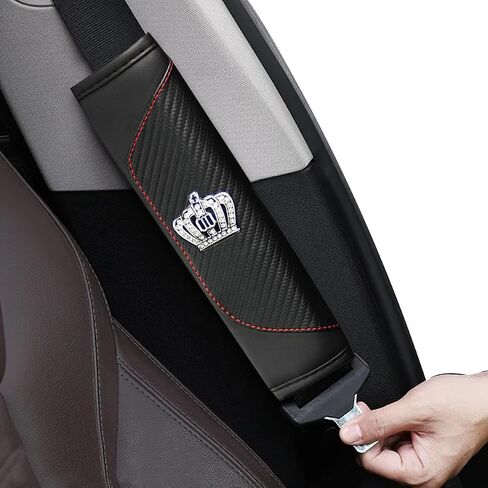 2PCS Car Seat Belt Cover,Seat Belt Pads Leather Seat Belt Covers,Carbon Fiber Safety Seatbelt Shoulder Strap Covers,Soft Car Seat Belt Strap Cushion Protect Your (Black1) in Saudi Arabia