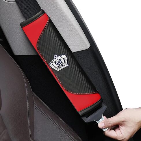 2PCS Car Seat Belt Cover,Seat Belt Pads Leather Seat Belt Covers,Carbon Fiber Safety Seatbelt Shoulder Strap Covers,Soft Car Seat Belt Strap Cushion Protect Your (Black1) in Saudi Arabia