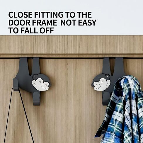 Coat Hook Over Door Hook with Monkey Cartoon Double Hook Black 2 Packs for Hanging Clothes, Towels, Bags. in Saudi Arabia