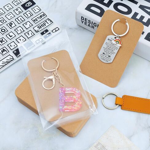 Keychain Display Cards with Self-Sealing Bags, 100 PCS 3'' x 4.7'' Keychain Holder for Display Keyring Jewelry Packaging Supplies (Black) in Saudi Arabia