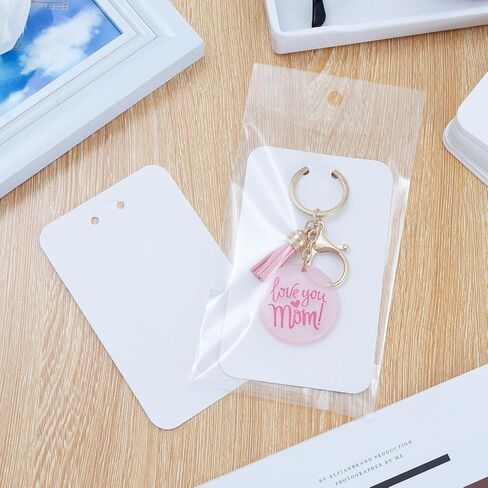 Keychain Display Cards with Self-Sealing Bags, 100 PCS 3'' x 4.7'' Keychain Holder for Display Keyring Jewelry Packaging Supplies (Black) in Saudi Arabia