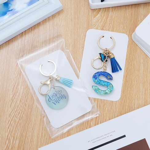 Keychain Display Cards with Self-Sealing Bags, 100 PCS 3'' x 4.7'' Keychain Holder for Display Keyring Jewelry Packaging Supplies (Black) in Saudi Arabia