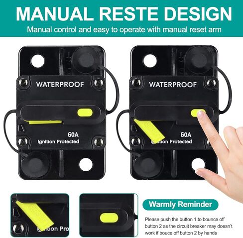 80 Amp Circuit Breaker,with Manual Reset,12V-48V DC, for Car Marine Trolling Motors Boat ATV Manual Power Protect and Automotive Marine Boat Audio System Protection in Kuwait