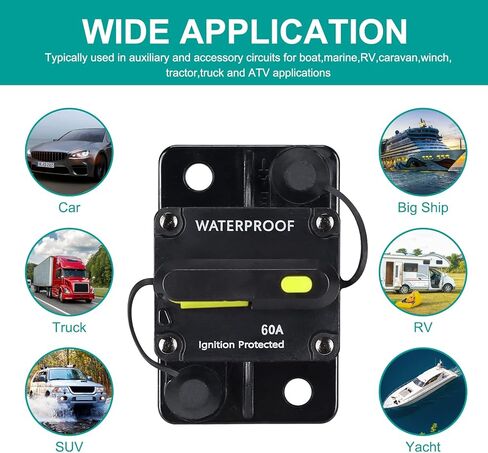 80 Amp Circuit Breaker,with Manual Reset,12V-48V DC, for Car Marine Trolling Motors Boat ATV Manual Power Protect and Automotive Marine Boat Audio System Protection in Kuwait