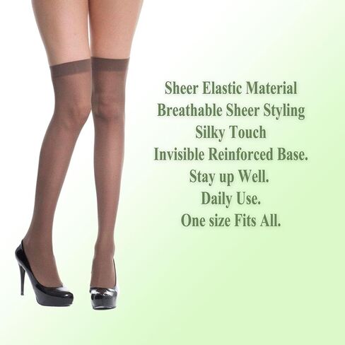 AWS/American Made Women's Nylon Over the Knee Sheer Socks Base Reinforced 6 Pairs 70 Denier in Saudi Arabia