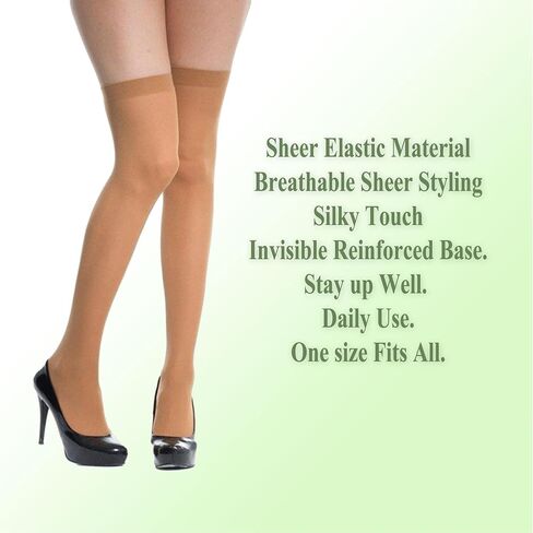 AWS/American Made Women's Nylon Over the Knee Sheer Socks Base Reinforced 6 Pairs 70 Denier in Saudi Arabia