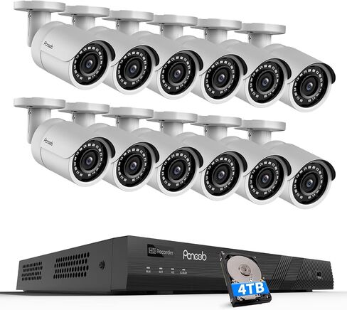 نظام كاميرا أمان 4K، 4 كاميرات IP سلكية بدقة 8 ميجابكسل مع ميكروفون، اكتشاف المركبات البشرية بالذكاء الاصطناعي، رؤية ليلية بالأشعة تحت الحمراء 100 قدم، 4K 8 قنوات NVR 2 تيرابايت HDD للتسجيل 24/7، PB37F0408-8M in Saudi Arabia