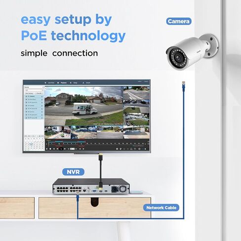 نظام كاميرا أمان 4K، 4 كاميرات IP سلكية بدقة 8 ميجابكسل مع ميكروفون، اكتشاف المركبات البشرية بالذكاء الاصطناعي، رؤية ليلية بالأشعة تحت الحمراء 100 قدم، 4K 8 قنوات NVR 2 تيرابايت HDD للتسجيل 24/7، PB37F0408-8M in Saudi Arabia