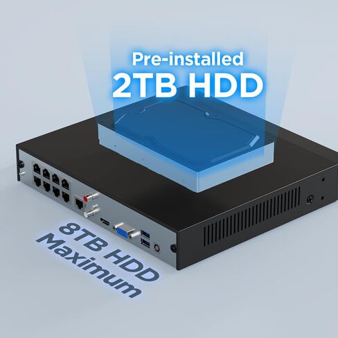 نظام كاميرا أمان 4K، 4 كاميرات IP سلكية بدقة 8 ميجابكسل مع ميكروفون، اكتشاف المركبات البشرية بالذكاء الاصطناعي، رؤية ليلية بالأشعة تحت الحمراء 100 قدم، 4K 8 قنوات NVR 2 تيرابايت HDD للتسجيل 24/7، PB37F0408-8M in Saudi Arabia