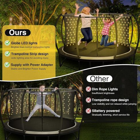 أضواء الترامبولين مع محول الطاقة، 120 مصباح LED أكثر سطوعًا لترامبولين بطول 5 أقدام إلى 12 قدم، ضوء ترامبولين LED مقاوم للماء مع جهاز تحكم عن بعد و8 أوضاع للترامبولين، خيمة التخييم in Kuwait