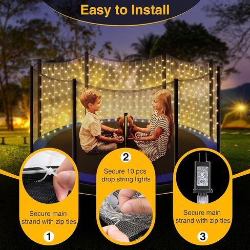 أضواء الترامبولين مع محول الطاقة، 120 مصباح LED أكثر سطوعًا لترامبولين بطول 5 أقدام إلى 12 قدم، ضوء ترامبولين LED مقاوم للماء مع جهاز تحكم عن بعد و8 أوضاع للترامبولين، خيمة التخييم in Kuwait