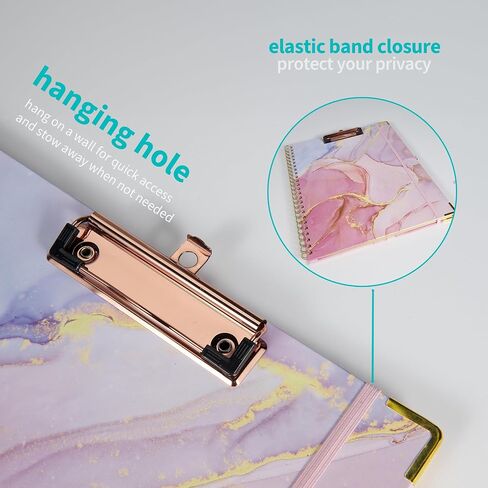 Binditek Spiral Clipboard Folio with Notepad for Letter Size,Clipboard Notebook Folder Include 5 Dividers with 10 Pockets,with Interior Pocket,Label Stickers,Elastic Closure and Pen Holder,Pink Marble in Saudi Arabia