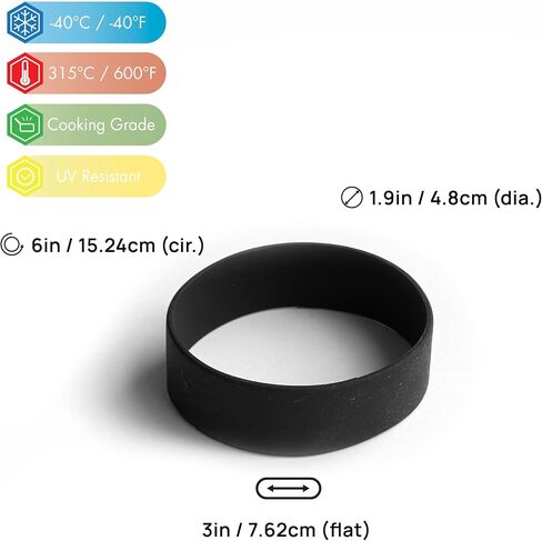 GRIFITI Band Joes 3" x 0.75" Small Silicone Elastic Rubber Bands Rings Gasket Bottle Food Cooking Durable Office Boxes Wraps 10 Pack Black High Strong Rubberbands Heavy Round Siliconebands in Saudi Arabia