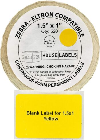 ملصقات HOUSELABELS مقاس 1.5 بوصة × 1 بوصة صفراء متعددة الأغراض على 1 بوصة أساسية متوافقة مع طابعات Zebra وRolo، لفة واحدة / 520 ملصقًا لكل لفة in Kuwait