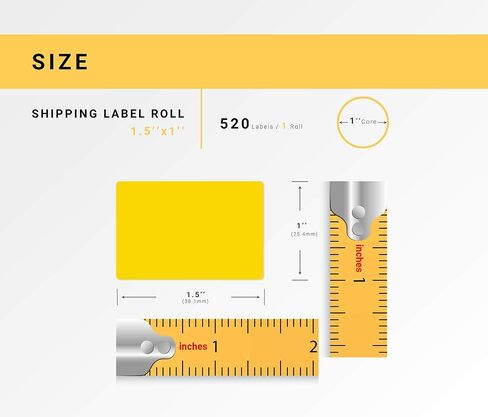 ملصقات HOUSELABELS مقاس 1.5 بوصة × 1 بوصة صفراء متعددة الأغراض على 1 بوصة أساسية متوافقة مع طابعات Zebra وRolo، لفة واحدة / 520 ملصقًا لكل لفة in Kuwait