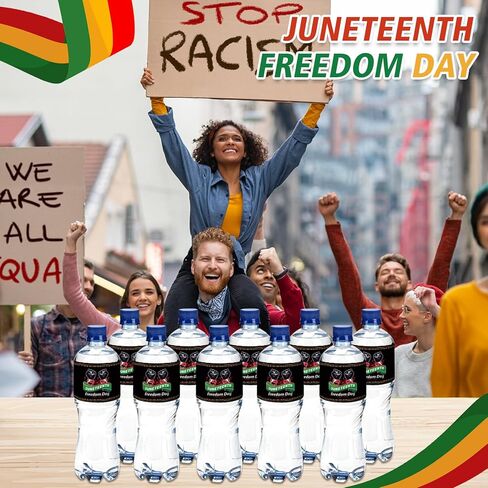 120 قطعة من ملصقات زجاجات المياه لتزيينات Juneteenth، ملصقات ملحقات يوم الحرية Juneteenth، 1865 لوازم الحفلات الوطنية السوداء للحفلات، في الهواء الطلق، المكتب in Kuwait