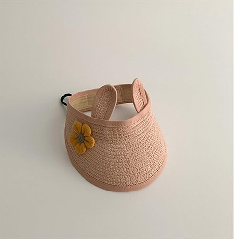 Baby Girls Roll-up Straw Hat Infant Cute Flower Open Top Visor Hat Summer Beach Sun Protection Cap Adjustable in Saudi Arabia