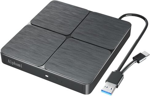 محرك أقراص مضغوطة خارجي، USB 3.0 ونوع C، محرك أقراص DVD خارجي محمول، محرك أقراص DVD رفيع، مشغل قارئ DVD +/-RW لأجهزة Mac، والكمبيوتر الشخصي، والكمبيوتر المحمول، وسطح المكتب، وMacOS، وWindows XP/7/8/10/11 in Kuwait