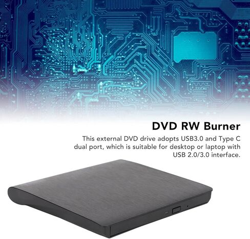 محرك أقراص DVD خارجي، USB3.0 وType C ثنائي المنفذ CD DVD + / - RW Drive مشغل DVD للكمبيوتر المحمول CD ROM Burner لـ SATA ODD القياسي in Kuwait