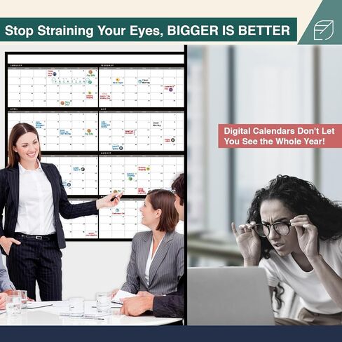 تقويم حائط كبير قابل للمسح الجاف - 38 بوصة × 58 بوصة - سبورة بيضاء لمدة عام كامل لمدة 12 شهرًا للمكتب والمنزل والمدرسة - عملاقة ومصفحة وقابلة لإعادة الاستخدام in Saudi Arabia