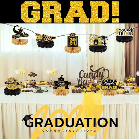 8 قطع من قطع مركزية على شكل قرص العسل لتزيين حفلات التخرج، فئة 2024، لوازم تزيين طاولة التهنئة (أخضر) in Kuwait