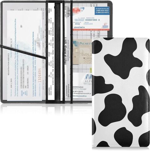 Cow Markings Car Registration and Insurance Holder Vehicle Glove Box Organizer Car Accessories Wallet Case for Women Men H020037 in Saudi Arabia