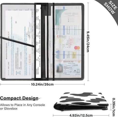 Cow Markings Car Registration and Insurance Holder Vehicle Glove Box Organizer Car Accessories Wallet Case for Women Men H020037 in Saudi Arabia