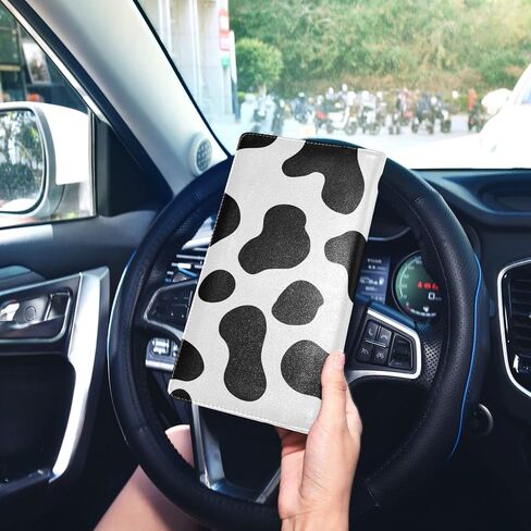 Cow Markings Car Registration and Insurance Holder Vehicle Glove Box Organizer Car Accessories Wallet Case for Women Men H020037 in Saudi Arabia