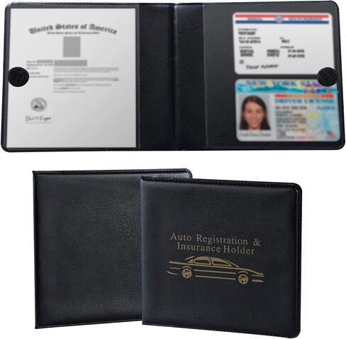 حامل بطاقات التأمين والتسجيل للسيارة، محفظة حافظة لتنظيم وثائق السيارة، وتأمين تسجيل السيارات وحامل وثائق بطاقة الهوية للسيارة والشاحنات وسيارات الدفع الرباعي والمركبات in Kuwait