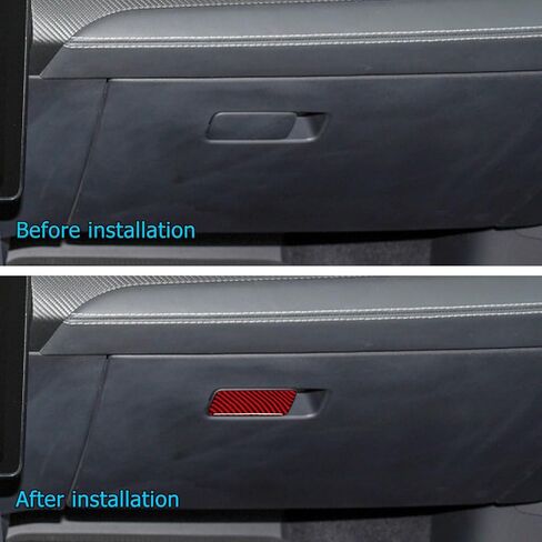 متوافق مع ملصق لوحة مشبك صندوق القفازات من ألياف الكربون للإكسسوارات الداخلية لسيارة Ford Mustang Mach-E 2021 2022 2023 (أحمر) in Kuwait